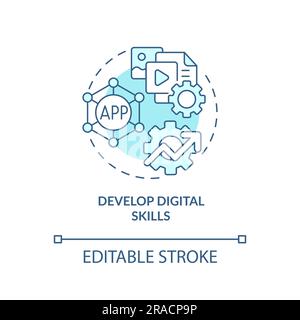 Entwickeln digitaler Kompetenzen Türkis-Konzept-Symbol Stock Vektor