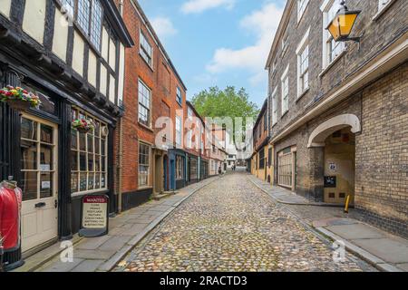 Elm Hill in Norwich England Stockfoto