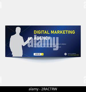 Vector – übergeordnetes Banner des digitalen Marketings. Header der Marketing-Website mit den Worten „digitales Marketing“ Stock Vektor