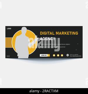 Vector – übergeordnetes Banner des digitalen Marketings. Header der Marketing-Website mit den Worten „digitales Marketing“ Stock Vektor