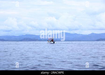 März 14 2023 - Samara, Guanacaste in Costa Rica: Bootsausflug zur Beobachtung von Delfinen im Pazifik Stockfoto