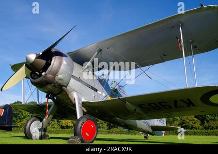 Gloster Gladiator I, G-AMRK, K7985 Shuttleworth Collection, Old Warden, Biggleswade, Bedfordshire, England. Stockfoto