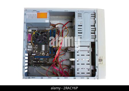 Reparatur einer alten defekten Computersystemeinheit Stockfoto