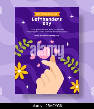 Happy Left Handers Day Vertikales Poster Flache Cartoon Handgezeichnete Vorlagen Hintergrunddarstellung Stock Vektor