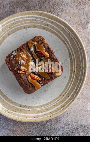 Gesalzener Karamell-Brownie Stockfoto