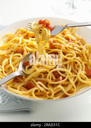 Spaghetti mit Tomatensauce Stockfoto