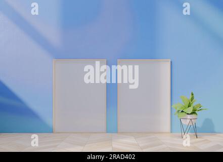 Fotomodell mit himmelblauem Hintergrund einfangen. 3D Darstellung rendern Stockfoto