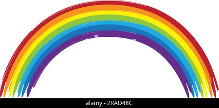 Aquarell farbenfrohe Regenbogenfarben, von Hand gezeichnete Pinselstriche isoliert Stock Vektor