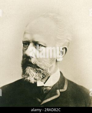 Pjotr Iljitsch Tschaikowsky (7. Mai 1840 bis 6. November 1893) war ein russischer Komponist der Romantik. Alte Vintage-Postkarte des russischen Reiches. 1900er. Fragment. Stockfoto