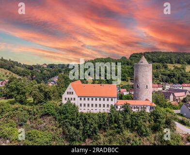 Burg Camburg in Thüringen Luftbild Stockfoto