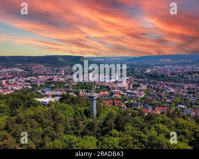 Blick auf die Stadt Jena in der DDR Stockfoto