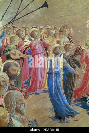 Fra Angelico – Krönung der Jungfrau, Detail – Engel spielen Musik 1434-35 Stockfoto