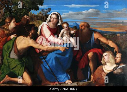 Sacra Conversazione mit Gebern Palma Il Vecchio (Jacopo Negretti) (c.1480-1528) Stockfoto