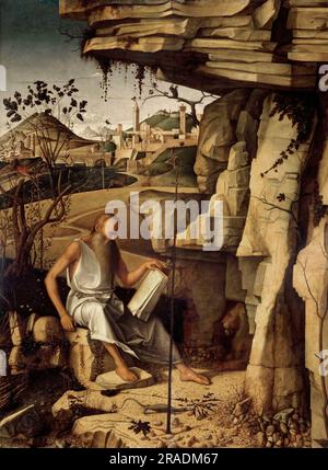 Giovanni Bellini – St. Jerome in der Wüste c.1480. Stockfoto