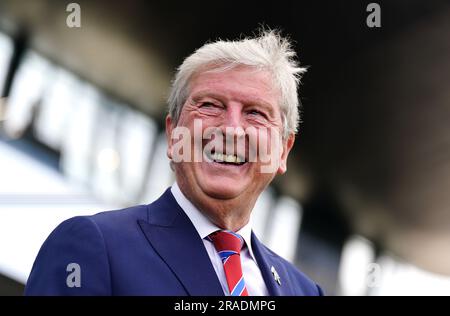 Dateifoto vom 20.-05-2023 von Roy Hodgson, der nach der Ernennung zum Crystal Palace Manager für die Saison 2023-24 ein Finale der Premier League in der oberen Hälfte anvisiert hat. Ausgabedatum: (Datum hier eingeben). Stockfoto