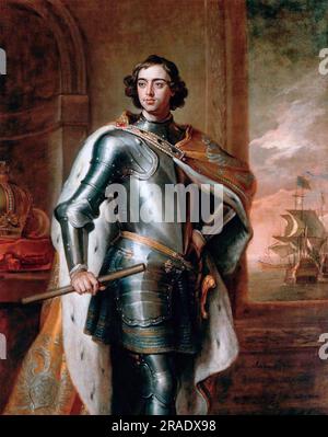 PETER DER GROSSE (1672-1725) Kaiser von Russland, von Godfrey Kneller, 1698. Peter schenkte dieses Porträt Willioam III. König von England Stockfoto