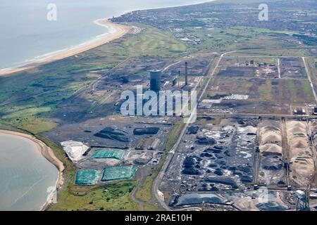 British Steel, Redcar, nach dem Abriss 2023, aus der Luft geschossen, Teeside, Nordostengland, Großbritannien Stockfoto