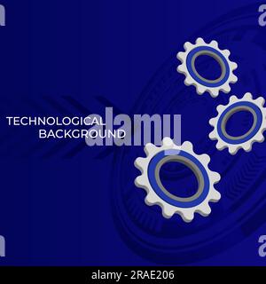 Heller technologischer Hintergrund mit Zahnrädern und technologischen Elementen. Mit Platz für Text Stock Vektor