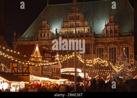 Rathaus, Weihnachtsmarkt, Bremen, Deutschland Stockfoto