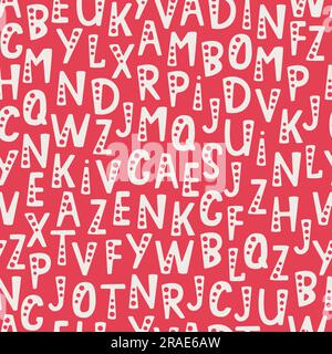 Nahtloses Vektormuster mit Buchstaben des Alphabets in zufälliger Reihenfolge. Isolierte Objekte auf weißem Hintergrund. Stock Vektor
