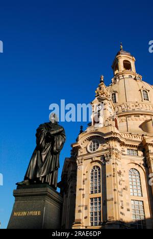 Martin-Luther-Denkmal vor der Frauenkirche in Dresden, Sachsen, Deutschland Stockfoto