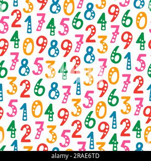 Nahtloses Vektormuster mit Zahlen in zufälliger Reihenfolge. Isolierte Objekte auf weißem Hintergrund. Stock Vektor