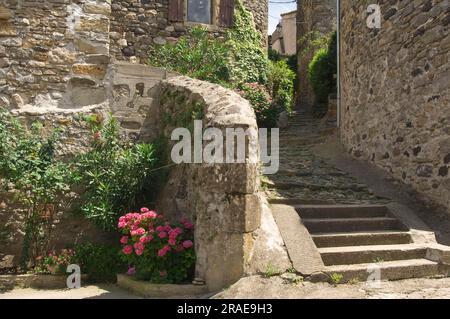 Treppe, Coux, Ardeche, Rhone-Alpes, Frankreich Stockfoto