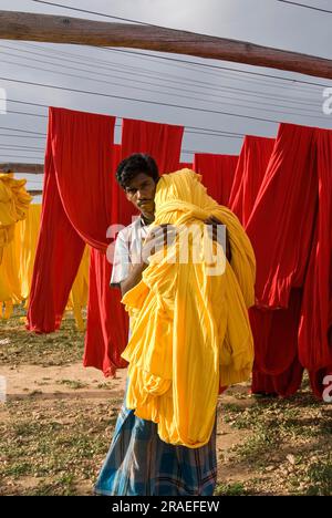 Textiltrocknungsanlage, Bekleidungsindustrie, Tiruppur Tirupur, Tamil Nadu, Südindien, Indien, Asien Stockfoto