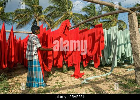 Textiltrocknungsanlage, Bekleidungsindustrie, Tiruppur Tirupur, Tamil Nadu, Südindien, Indien, Asien Stockfoto