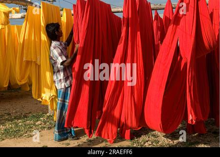 Textiltrocknungsanlage, Bekleidungsindustrie, Tiruppur Tirupur, Tamil Nadu, Südindien, Indien, Asien Stockfoto