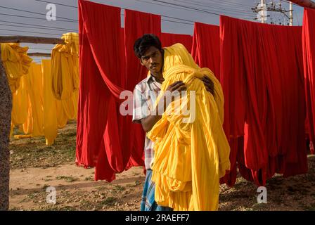 Textiltrocknungsanlage, Bekleidungsindustrie, Tiruppur Tirupur, Tamil Nadu, Südindien, Indien, Asien Stockfoto