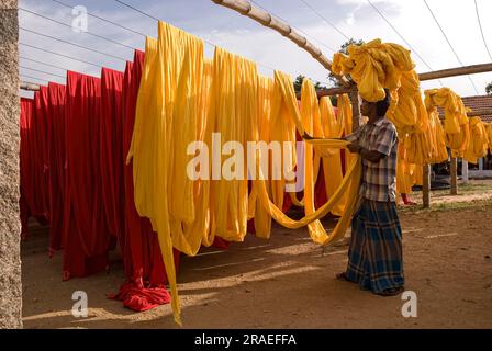 Textiltrocknungsanlage, Bekleidungsindustrie, Tiruppur Tirupur, Tamil Nadu, Südindien, Indien, Asien Stockfoto