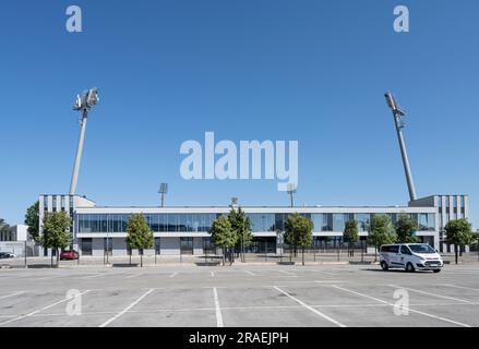 Koper, Slowenien. 2. Juli 2023. Außenansicht des Bonifika-Stadions im Stadtzentrum Stockfoto