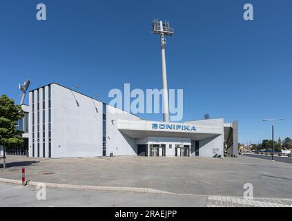 Koper, Slowenien. 2. Juli 2023. Außenansicht des Bonifika-Stadions im Stadtzentrum Stockfoto