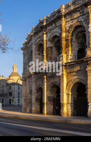 Die Arena von Nîmes, Nîmes, Okzitanien, Frankreich Stockfoto