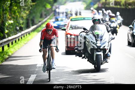 Bayonne, Frankreich. 03. Juli 2023. Der französische Laurent Pichon von ARKEA-Samsic wurde während der dritten Etappe des Radrennen Tour de France, einem 187 km langen 4-km-Rennen von Amorebieta-Etxano nach Bayonne, Frankreich, am Montag, den 03. Juli 2023, in Aktion gezeigt. Die diesjährige Tour de France findet vom 01. Bis 23. Juli 2023 statt. BELGA FOTO JASPER JACOBS Kredit: Belga News Agency/Alamy Live News Stockfoto