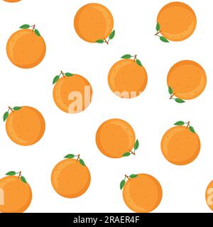 Orangen, nahtlose Muster, Y2K-Cartoon-Vektorbilder. Veganes Essen Tapetenkonzept. Stock Vektor