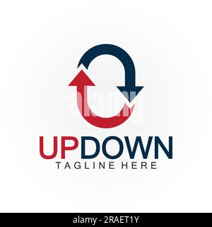 Pfeile nach oben nach unten Logo-Symbol-Designvorlage. Stock Vektor