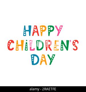 Vektordarstellung. Handgeschriebene Schrift zum Happy Children's Day. Isolierte Objekte auf weißem Hintergrund. Stock Vektor
