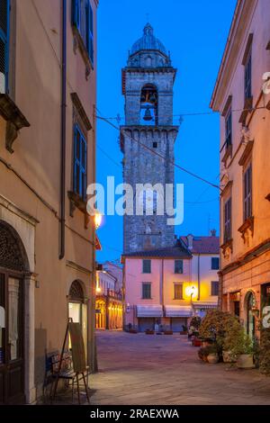 Campanone, Piazza della Repubblica, Pontremoli, Massa-Carrara. Toskana, Italien Stockfoto