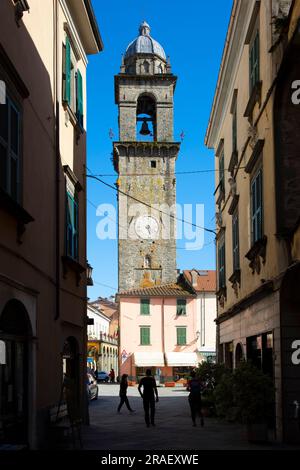 Campanone, Piazza della Repubblica, Pontremoli, Massa-Carrara. Toskana, Italien Stockfoto