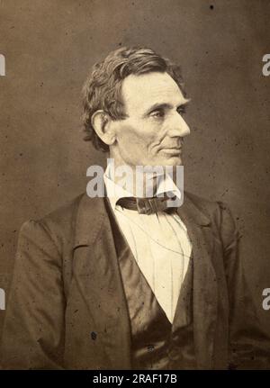 Abraham Lincoln (12. Februar 1809 bis 15. April 1865) diente von 1861 bis 1865 als 16. Präsident der Vereinigten Staaten von Amerika, Historische, digital restaurierte Reproduktion eines Originals aus dem 19. Jahrhundert / Abraham Lincoln, (12. Februar 1809 - 15. April 1865) amtierte von 1861 bis 1865 als 16. Präsident der Vereinigten Staaten von Amerika, Historisch, digitale Restaurierte Reproduktion von einer Vorlage aus dem 19. Hundert Stockfoto