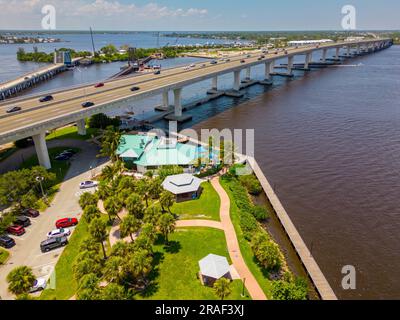 Luftdrohnenfoto Flagler Park Stuart Florida Stockfoto