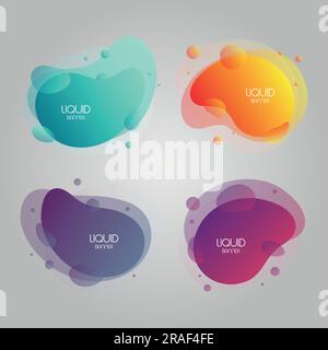 Satz flüssig Farbe abstrakte geometrische Formen. Fluid gradient Elemente für minimale Banner, Logo, soziale Post. Futuristische trendy dynamische Elemente. Abst Stock Vektor