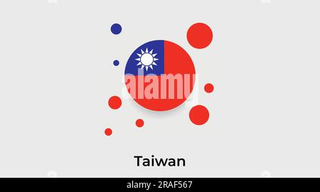 Taiwan-Flagge Blase Kreis rundes Symbol farbenfrohe Vektordarstellung Stock Vektor