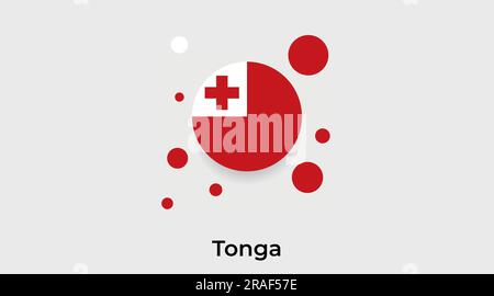 Tonga-Fahne Kreis rundes Symbol farbenfrohe Vektordarstellung Stock Vektor