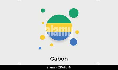 Gabun-Fahne Blase Kreis rundes Symbol farbenfrohe Vektordarstellung Stock Vektor