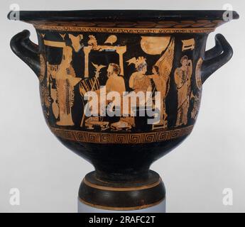 Terracotta Bell Krater (Mischschüssel) 380 v. Chr. von antiker griechischer Keramik Stockfoto