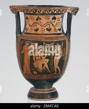 Terrakotta Column Krater (Mischschüssel) 350 v. Chr. von antiker griechischer Keramik Stockfoto