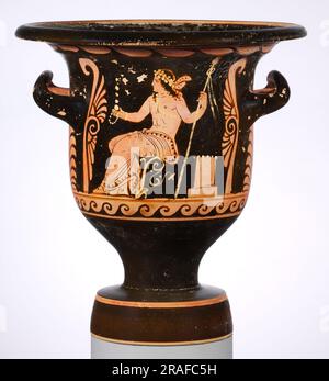 Terracotta Bell Krater (Mischschüssel) 325 v. Chr. von antiker griechischer Keramik Stockfoto